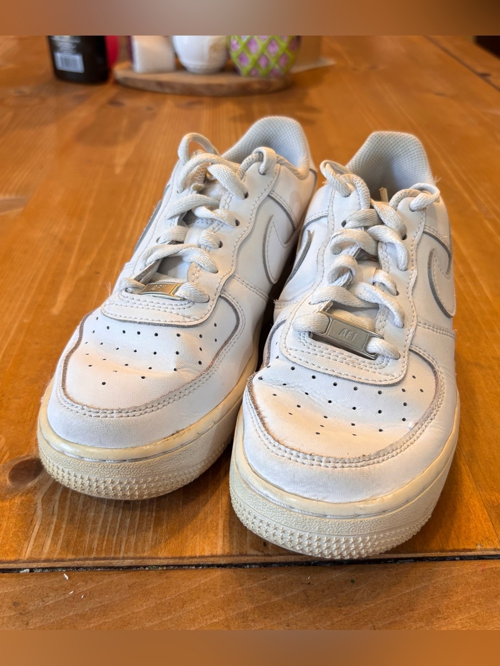 Nike youth Air Force 1 low triple white GS sneakers yth 4/womens 5.5